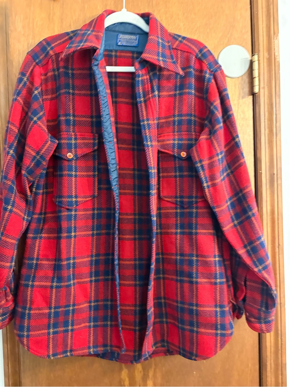 Pendleton Red and Navy Plaid Shirt Jacket